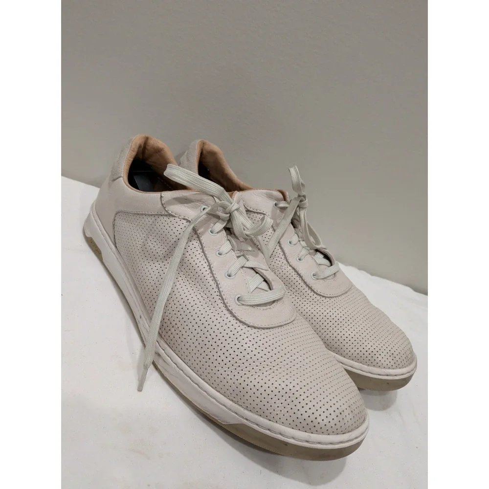 Johnston Murphy Daxton Sneakers Mens 13 White Leather U Throat Shoes Sheepskin